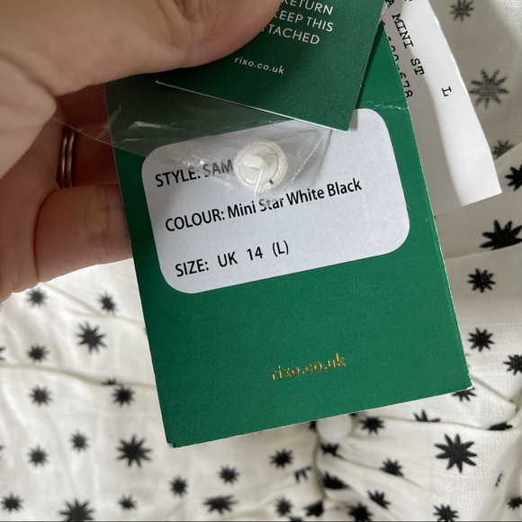 Rixo white stars sameera linen blend starry button down blouse size large - Picture 8 of 10